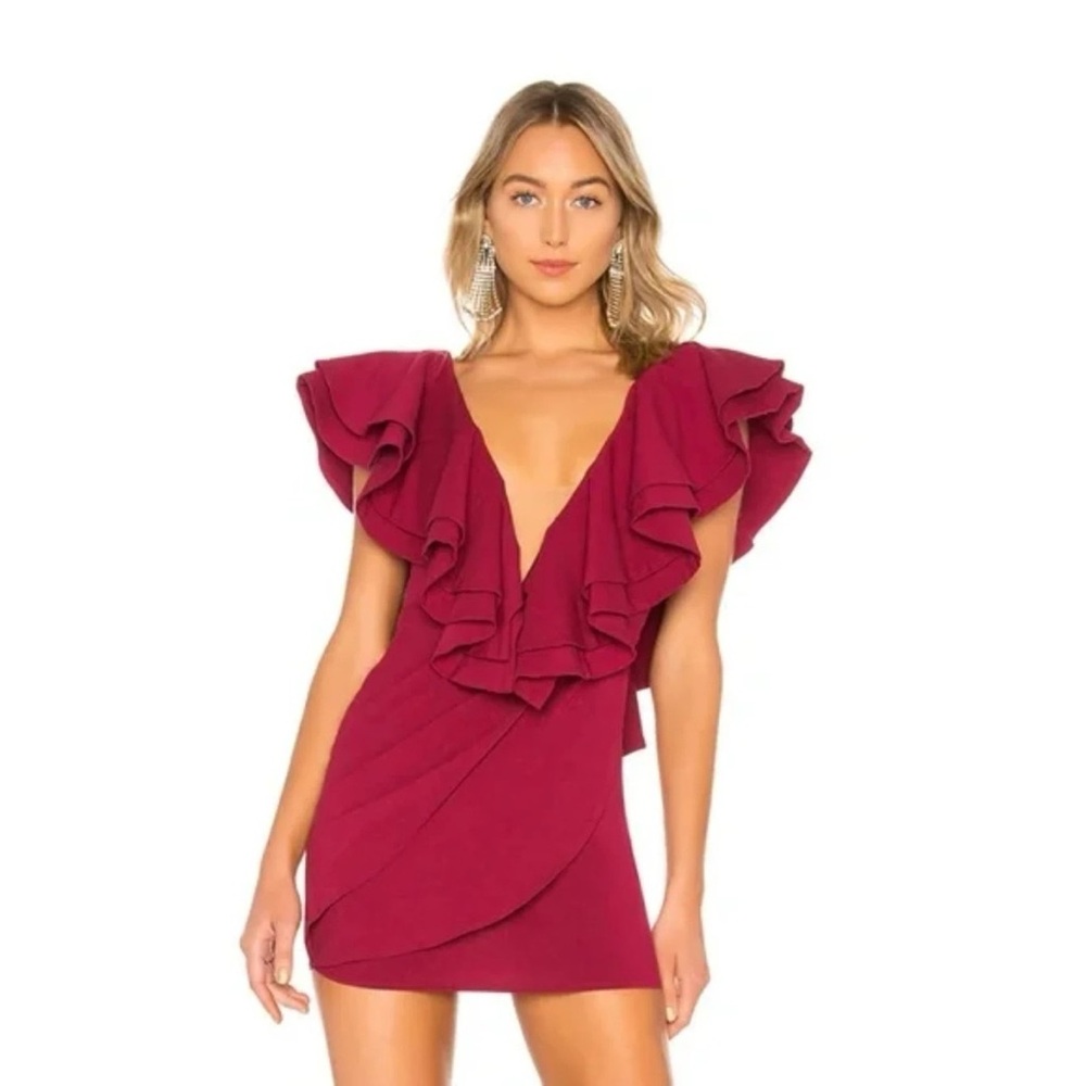 Michael Costello X REVOLVE Jackson fierce red mini dress size M‎ burgundy red